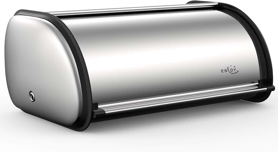 ENLOY Bread Box for Kitchen Counter, Stainless Steel Roll Top Bread Bin