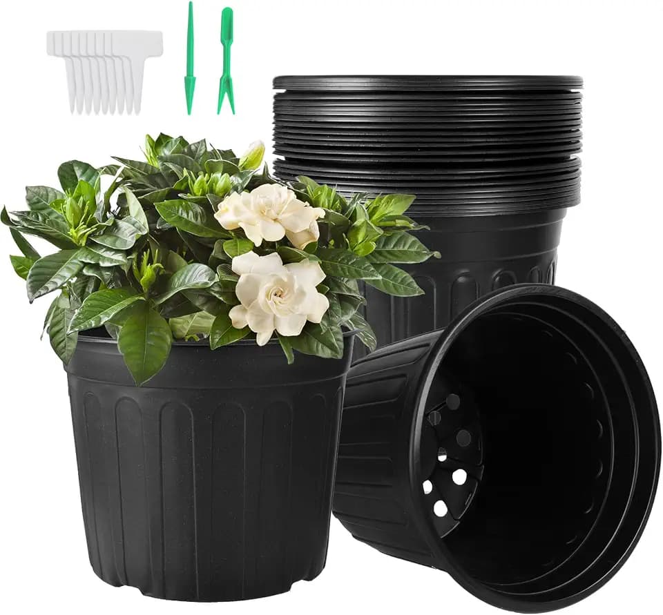 24 Pack 3 Gallon Nursery Pots Thickened Soft Black Plastic Plant Pots
