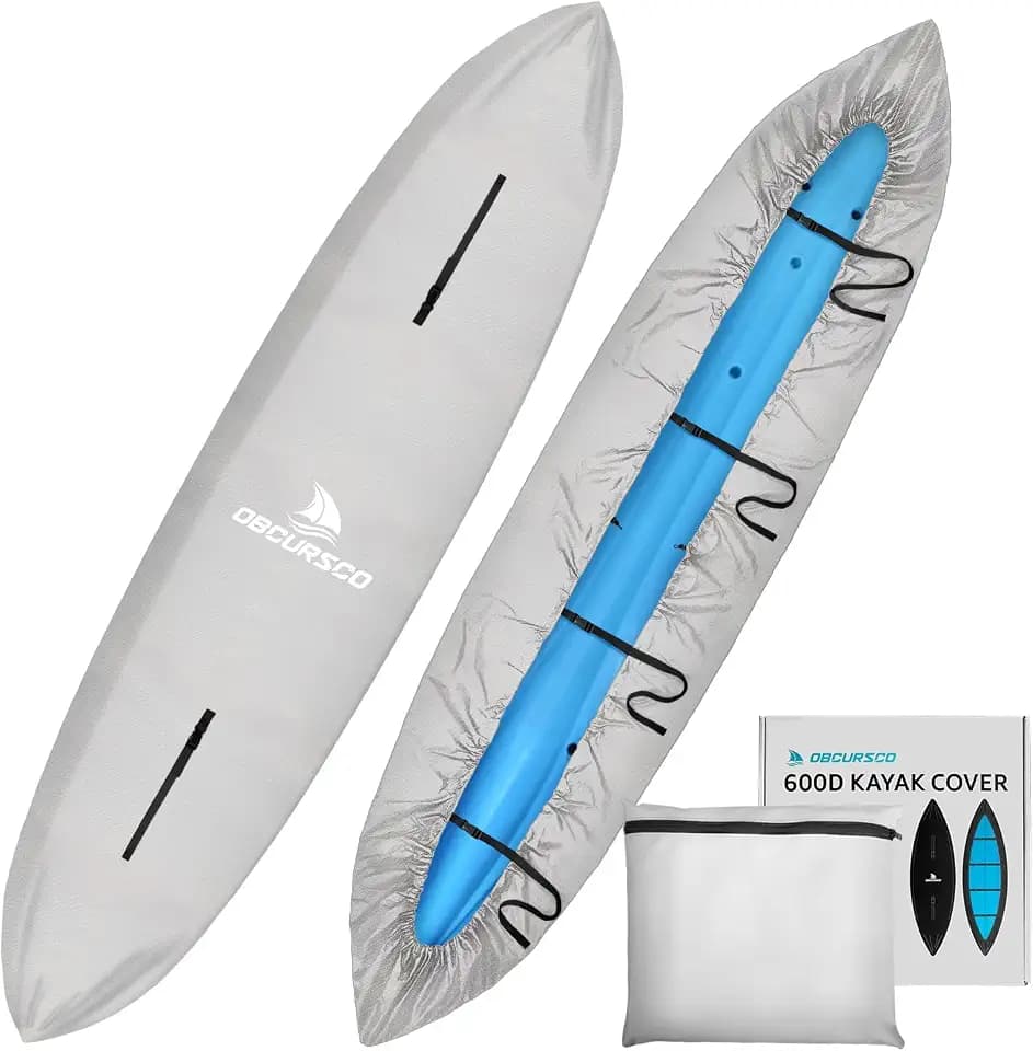 Obcursco 600D Kayak Cover Waterproof, 9.3-16.5FT, Heavy Duty Canoe Cover