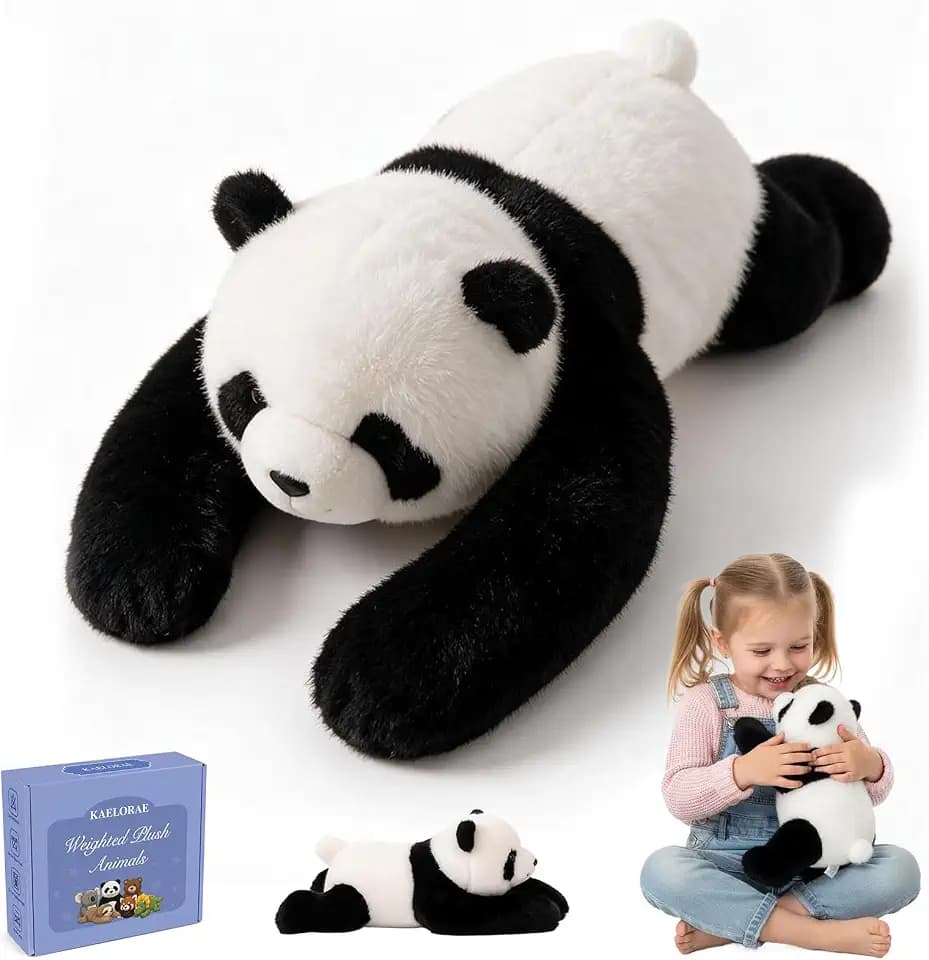 Panda Gewichtetes Plüschtier Kuscheltier, kuscheliges Stofftier für Erwachsene Kinder, Weiches Plüschkissen für Umarmungsgefährte zur Angstlinderung und Schlafunterstützung (Panda, 65cm)