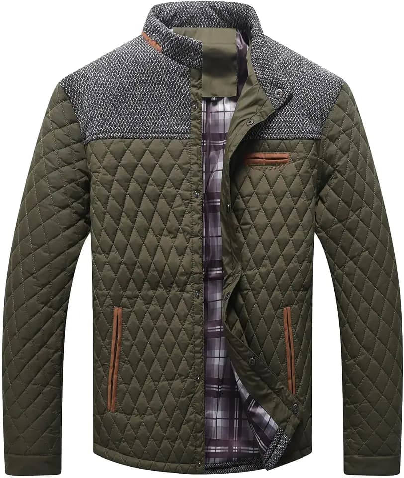 Zaitun Herren Diamond Gesteppte Pufferdaune Jacke Leichte Warm Windbreaker Lässige Bomberjacken