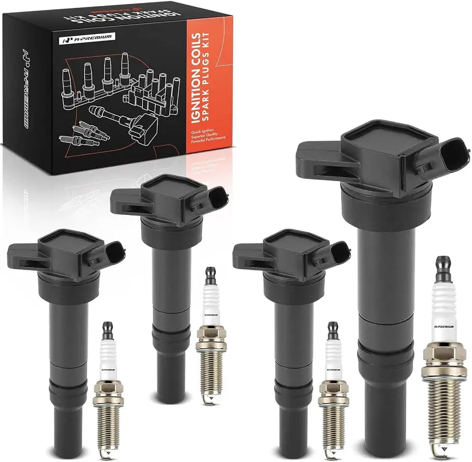 A-Premium Set of 4 Ignition Coil Pack and Iridium Spark Plugs
