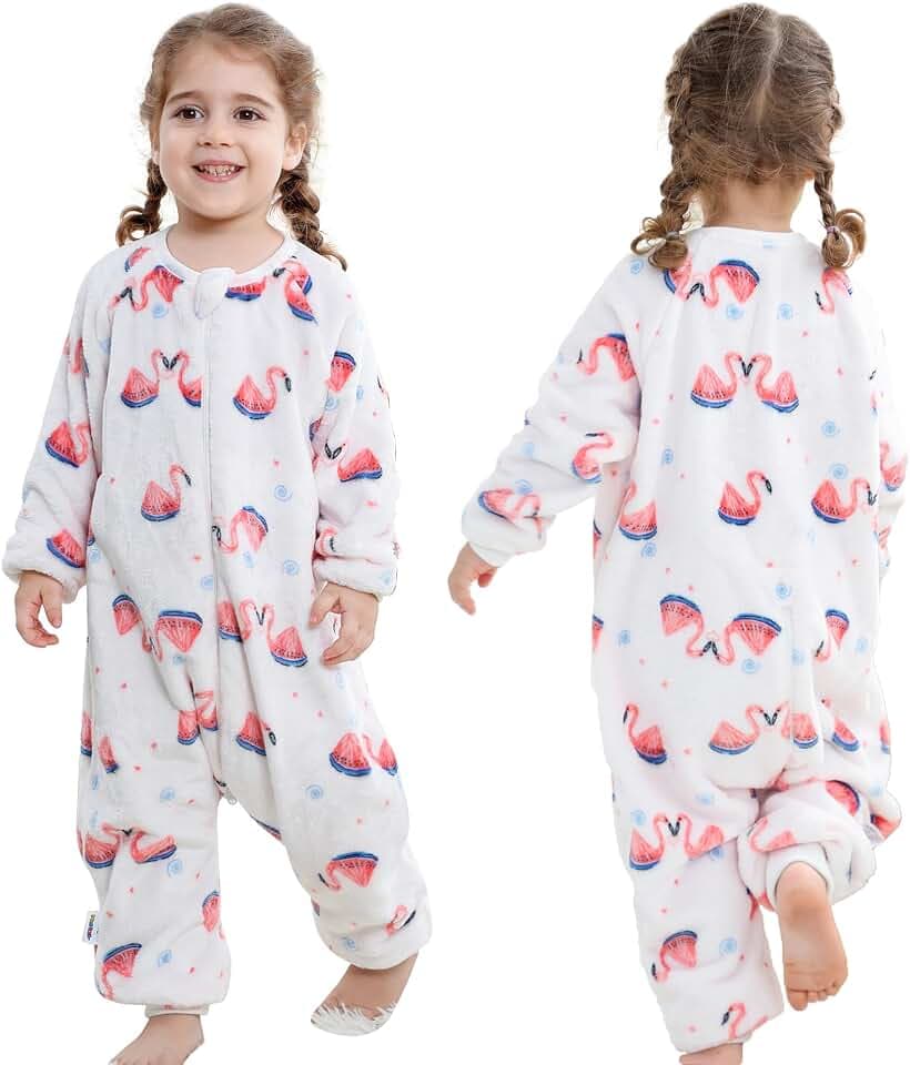 HAHASHOW Schlafsack mit Füßen 2.5 Tog für Baby 18-24 Monate, Flamingo