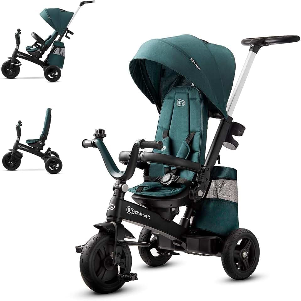 Kinderkraft EASYTWIST Tricycle for Kids, Toddlers, Trike 5-in-1, Green