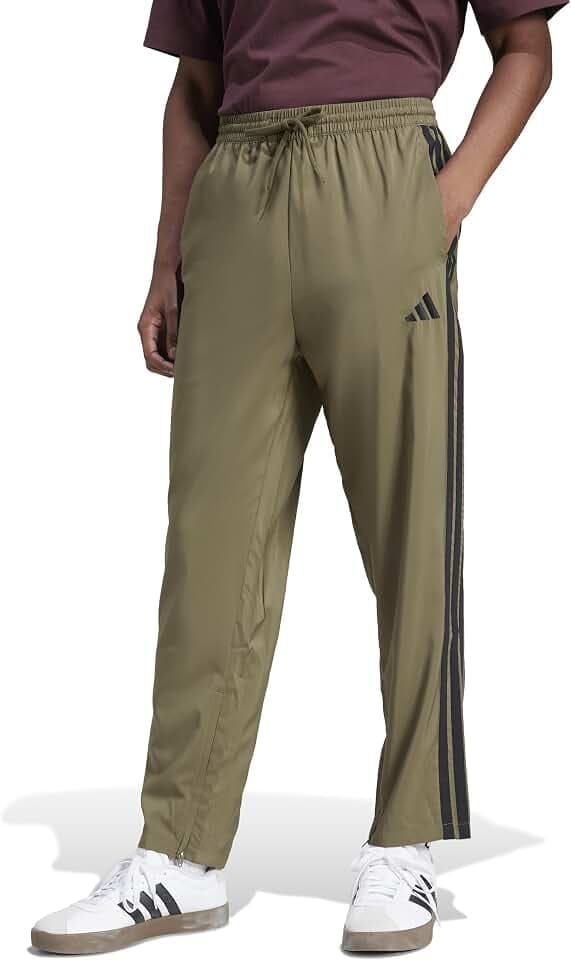 adidas Mens Essentials 3-Stripes Stanford Tracksuit Bottoms Open Hem Casual - Black