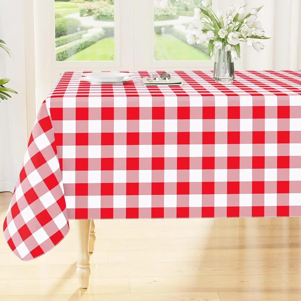 Smiry Christmas Table Cloth, Flannel Backed Vinyl Tablecloth, 70"x90"