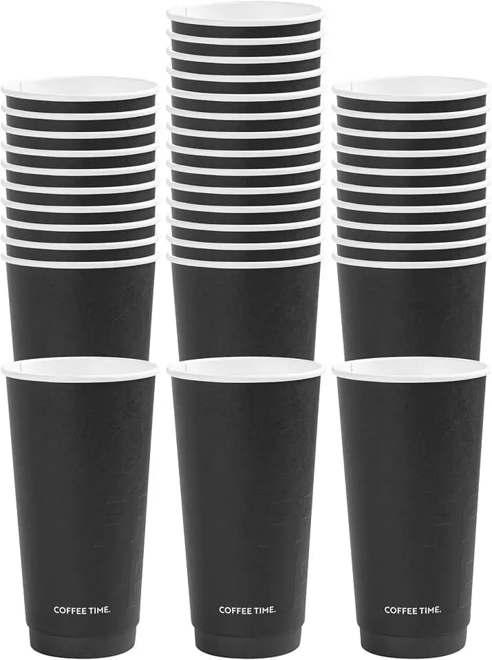 Restaurantware 20 oz Black Paper Embossed Coffee Cup, 25 Pack
