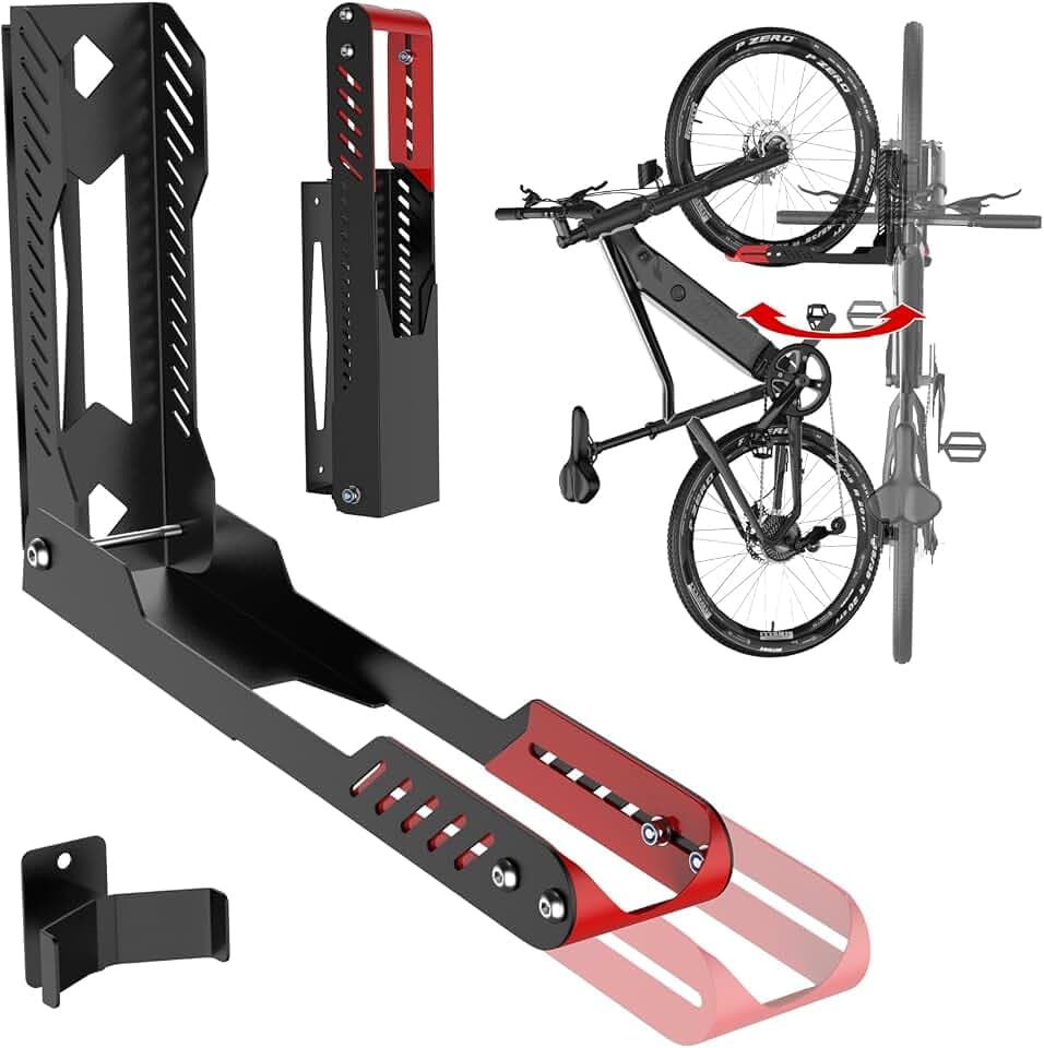 IMAYCC Profi Schwenkbare Fahrrad Wandhalterung, Fahrradhalterung Wand ohne schweres Heben, platzsparender Fahrradständer für die Garage, einfaches Einhängen und Aushängen,kann bis zu 40 kg halten rosa