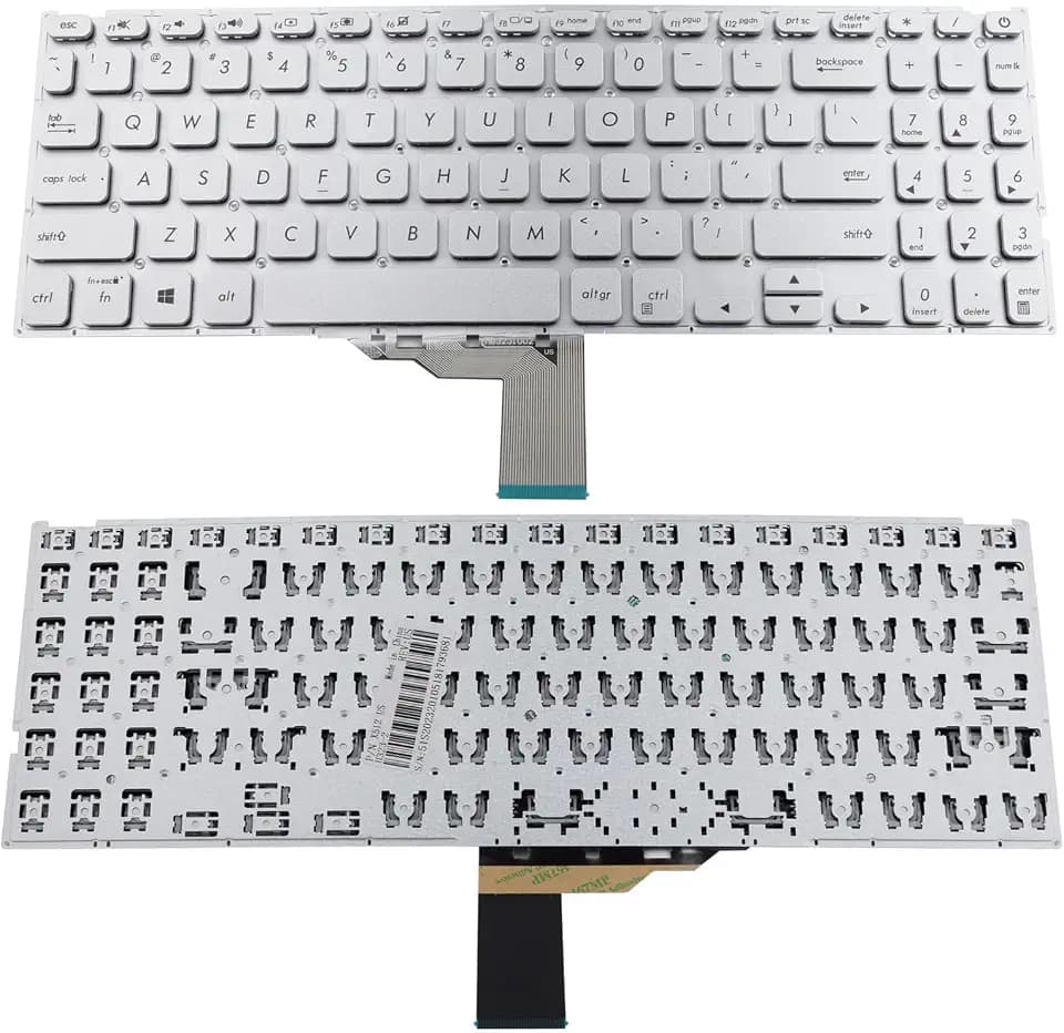 US Layout Keyboard Replacement Compatible with ASUS P1504 VivoBook 15 A516 X512DA X512DK X512FA X512FB F512DA S512F S512FA S512FJ V5000FL FL8700 Y5200F Vivobook Ultra 15 A512FL (Silver, No Backlit)