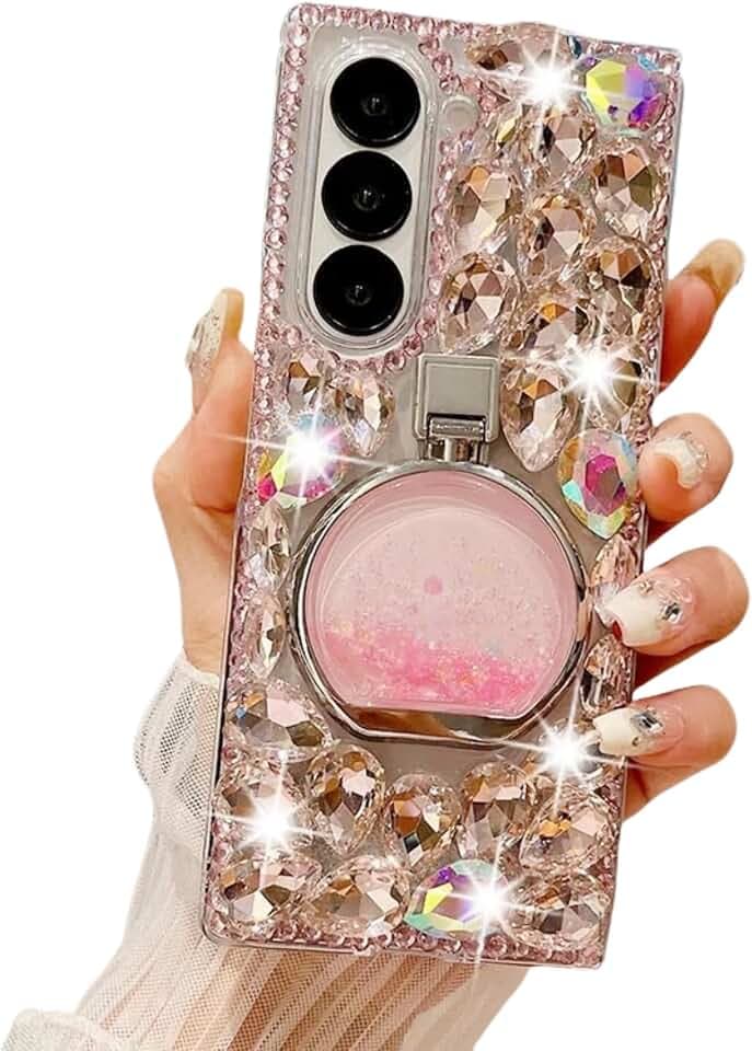 Case for Samsung Galaxy Z Fold 7 Bling Glitter Girly Design for Women Girls
