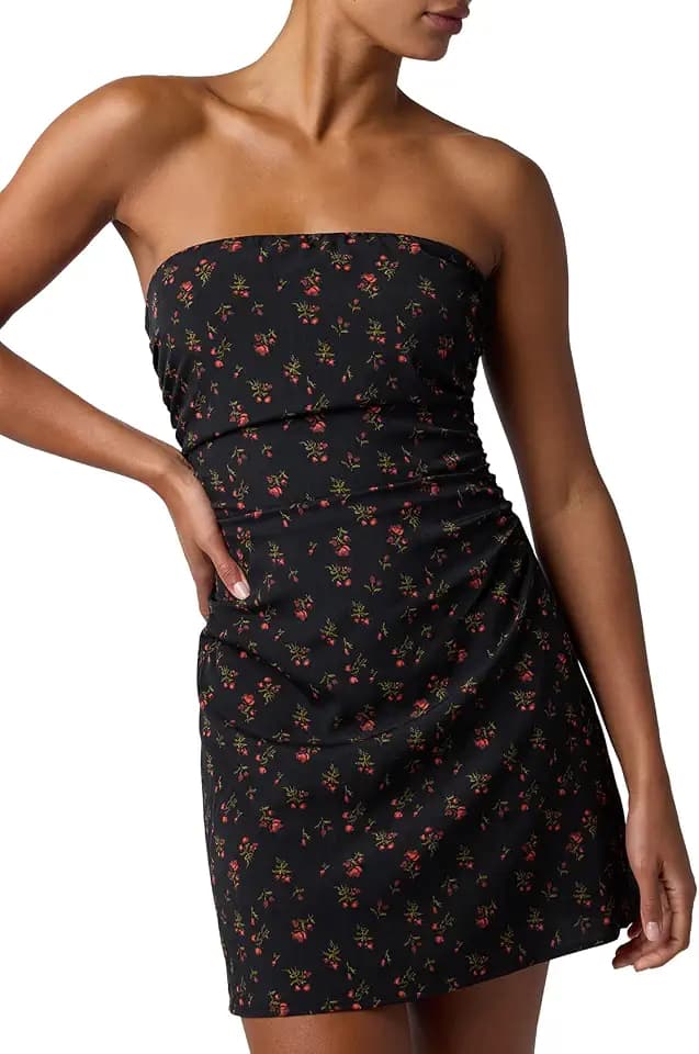 Lulus Monroe Strapless Floral Women's Casual Mini Dress