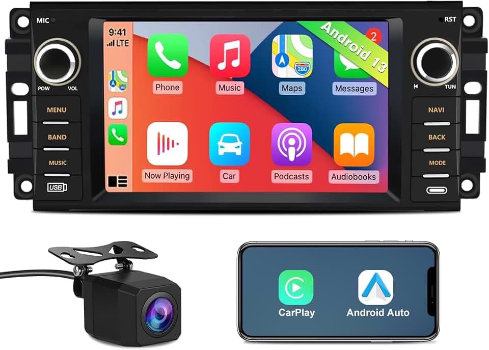 AWESAFE Car Radio for Jeep Wrangler 2007-2018, Dodge Ram 2009-2012