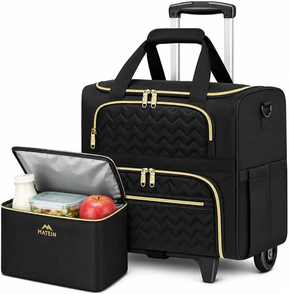 MATEIN Rolling Laptop Bag for Women, 15.6 Inch Teacher Tote Bag with Wheels