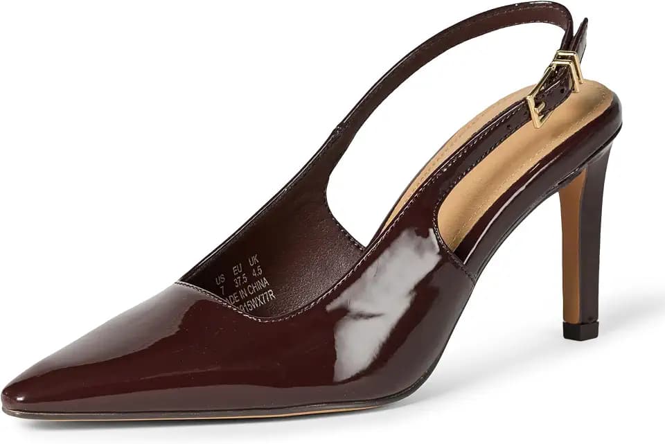 Amazon Essentials Women's Pointed Toe Slingback Heels with Ankle Strap