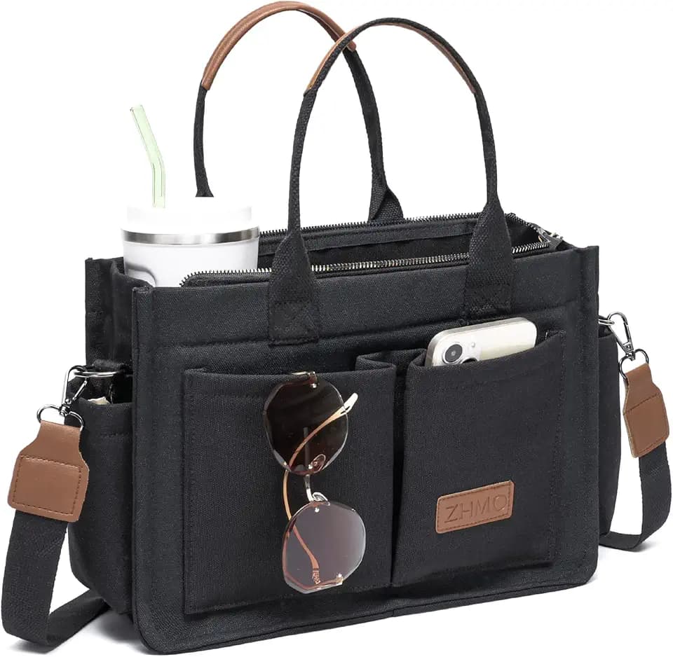 ZHMO Canvas Tote Bag for Women,Women's Bags Crossbody Bags Work Laptop Tote Bag Large Handbags Purse for Travel Nurse Teacher