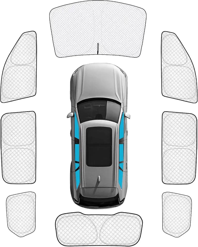 KMF 8pcs Thicken Sun Shades for Jeep Grand Cherokee L(Three-Row) 2021-2026 Accessories (NOT for Grand Cherokee&Cherokee),Full Car Window Covers for Windshield Side Rear, UV Block and Blackout Camping