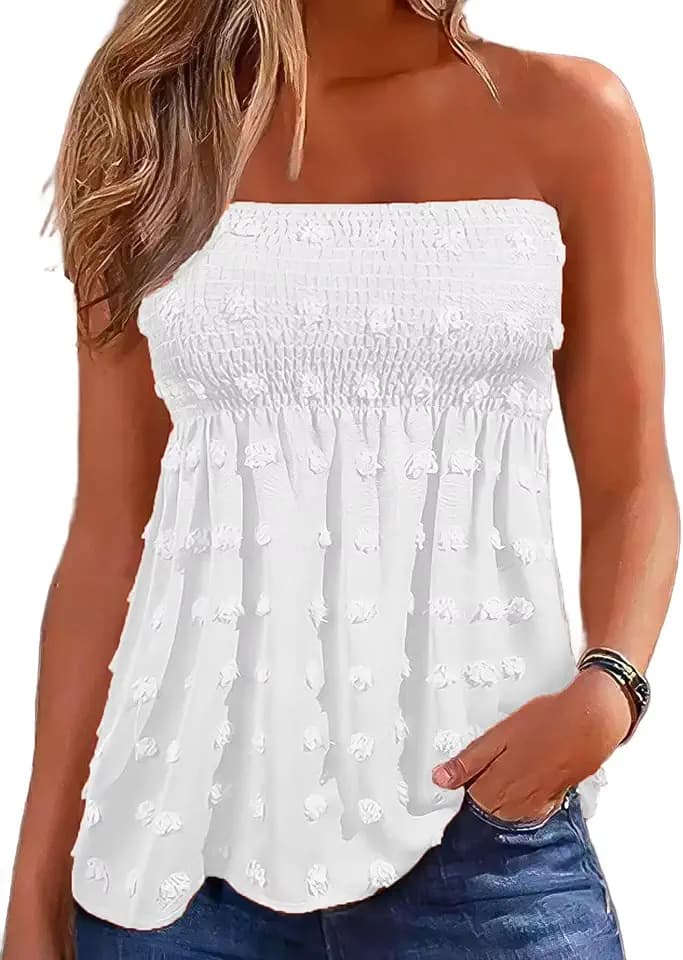 Flamingals Women's Tube Tops Strapless Flowy Tank Tops