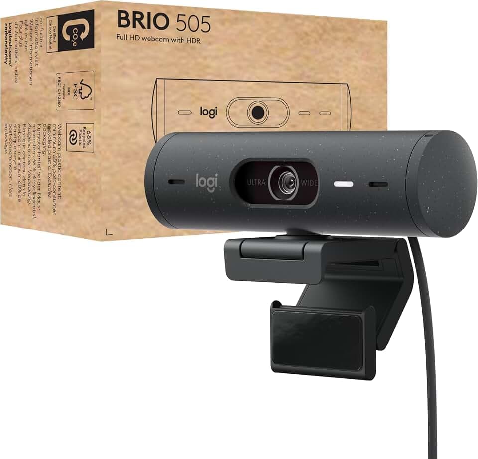 Logitech Brio 505 Full HD 1080p Business Webcam with Auto Light Correction