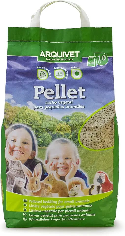 ARQUIVET Pellet – Granulat – 10 Liter – Hygienebett Natur, Gemüse, Bio für Katzen und kleine Nagetiersäugetiere, biologisch abbaubar, nimmt Flüssigkeiten und schlechte Gerüche auf