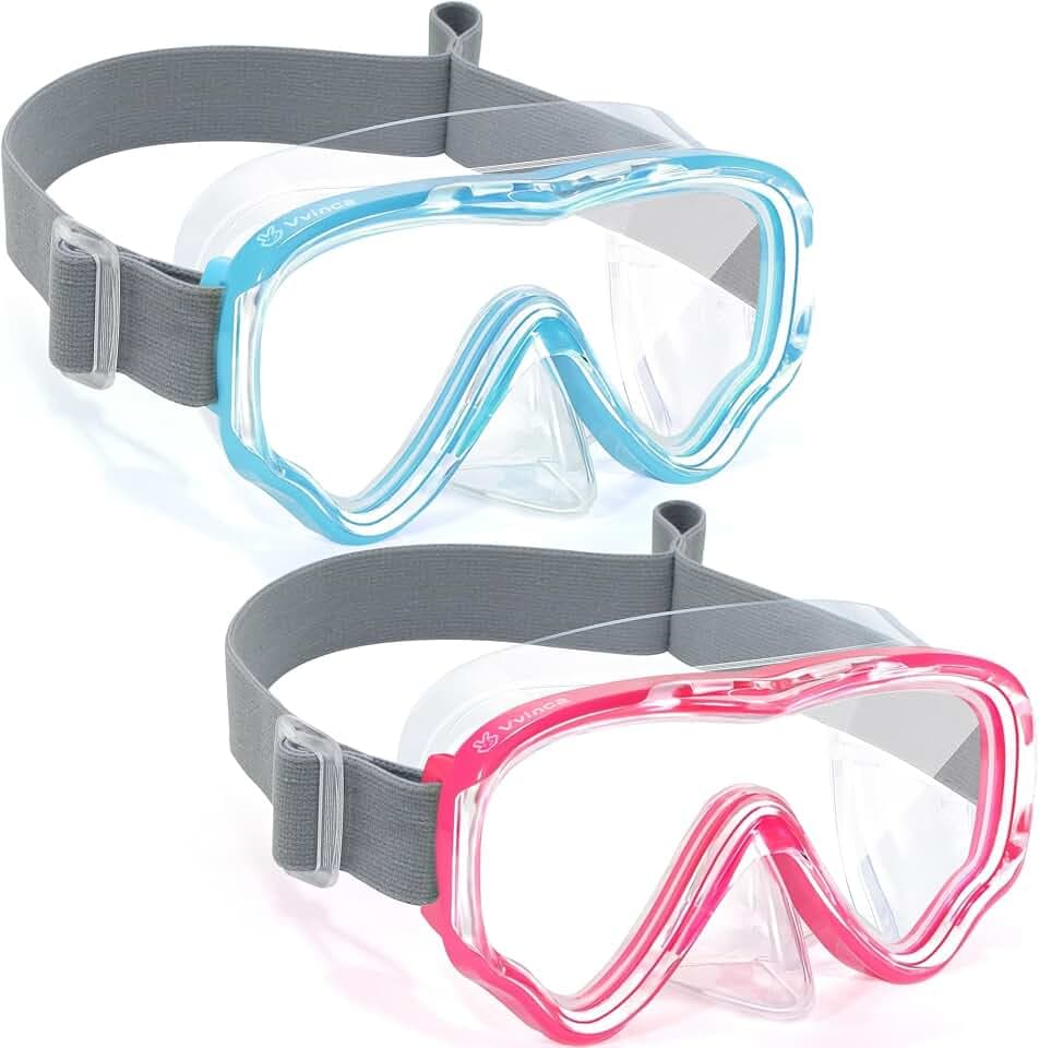 Kids Swim Goggles with Nose Cover, Fabric Strap Swim Mask No Leak 3-14