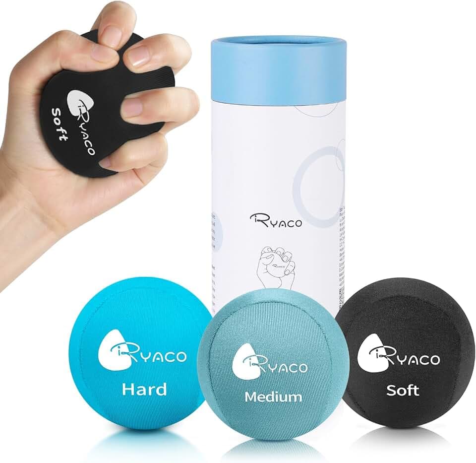 RYACO Handtherapie-Übungs-Stressball-Bundle – 3er-Set – Stressball mit dynamischem Widerstand und Griffverstärkung – therapeutische Handwiederherstellung