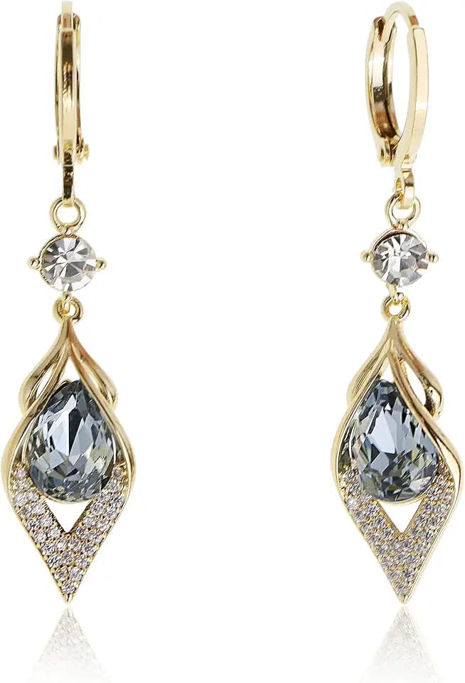 Sonateomber Gold Silver Small Hoop Dangle Earrings for Women, Trendy Dainty Rhinestone CZ Dangling Prom Wedding Leaf Flower Snowflake Butterfly Starfish Fashion Jewelry Gift