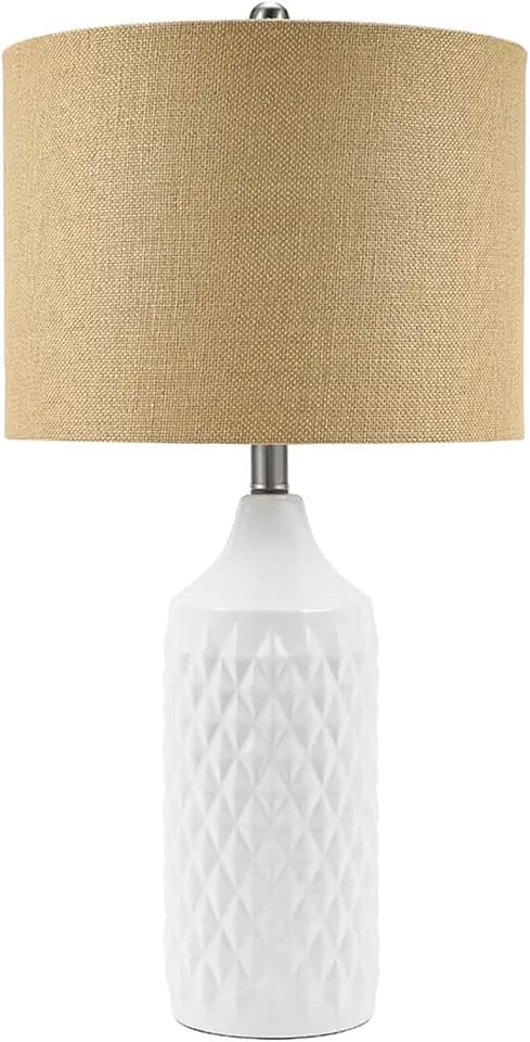 Catalina Lighting 19970-001 Modern Quilted Ceramic Table Lamp, Table Lamp for Office, Dorm, or Bedroom, Reading Light Nightstand Lamp, LED Bulb NOT Included, 26.6", White