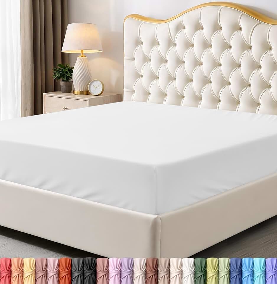 Utopia Bedding Queen-Size-Spannbetttuch – Bettlaken – Tiefe Tasche – weiche Mikrofaser – schrumpft und lichtbeständig – pflegeleicht – nur 1 Spannbetttuch (weiß)