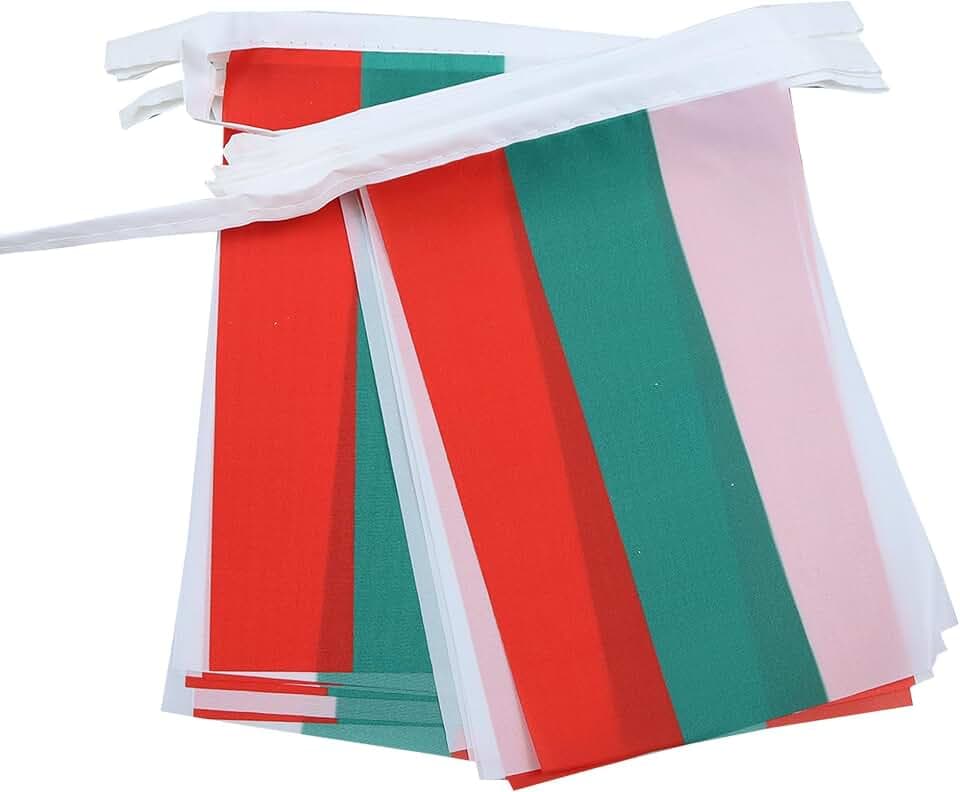 AZ FLAG Wimpelkette Bulgarien 6 m 20 Flaggen Leichtes Polyester 21x15 cm