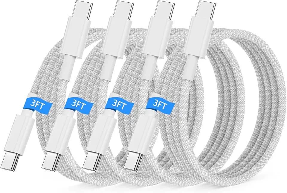 USB C to USB C Cable 3FT for Apple iPhone 17 16 Charger Cord 4Pack,Braided