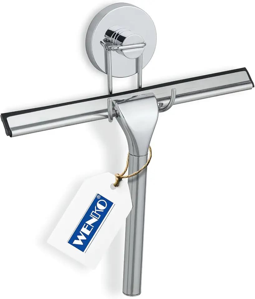 WENKO Vacuum-Loc Duschabzieher, mit Haken, ohne Bohren mit Vakuum, 25 cm