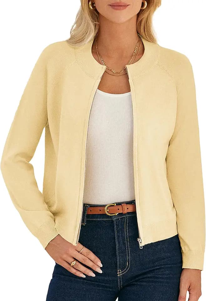 GRACE KARIN Womens Long Sleeve Zip Up Cardigan Sweaters Lightweight Sweater Jacket Knitted Fashion Clothes