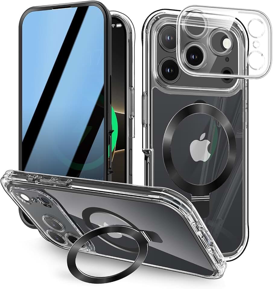 Privacy Case for iPhone 17 Pro Max with Magnetic Stand - Black