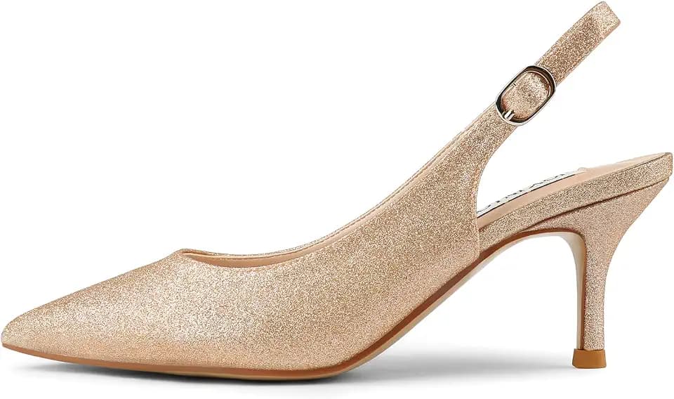 JOY IN LOVE Slingback Kitten Heels for Women Closed Pointed Toe Pumps Dress Shoes