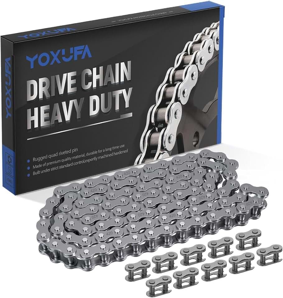 YOXUFA 420 Chain 102 Links for CRF50 XR50 PW80 SSR Tao Tao Coolster 110cc 125cc Pit Dirt Bike 4 Wheeler ATV Quad Kazuma Baja Ice Bear Lifan Kayo NST SDG 50cc 70cc 90cc Go Kart Motorcycle Parts