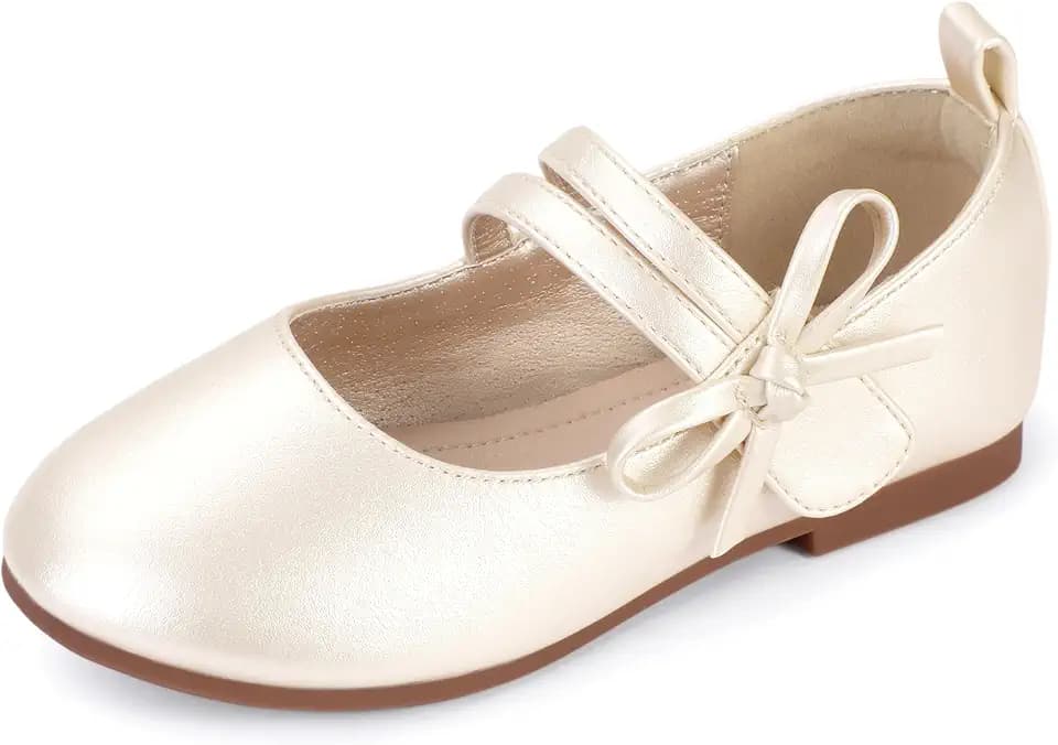 PANDANINJIA Girls Dress Shoes Kids Mary Jane Toddler Ballet Flats