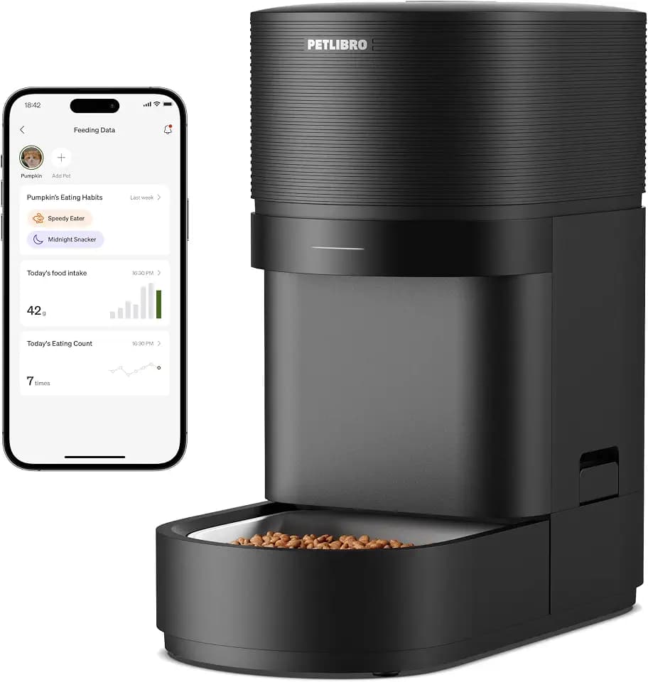 PETLIBRO Automatic Cat Feeder | Smart Scale Tracks Actual Food Intake, 5G & 2.4G WiFi, 5L Automatic Cat Food Dispenser with Low Food Sensor, Up to 10 Meals Per Day, Smart Refilling Mode, Granary 2