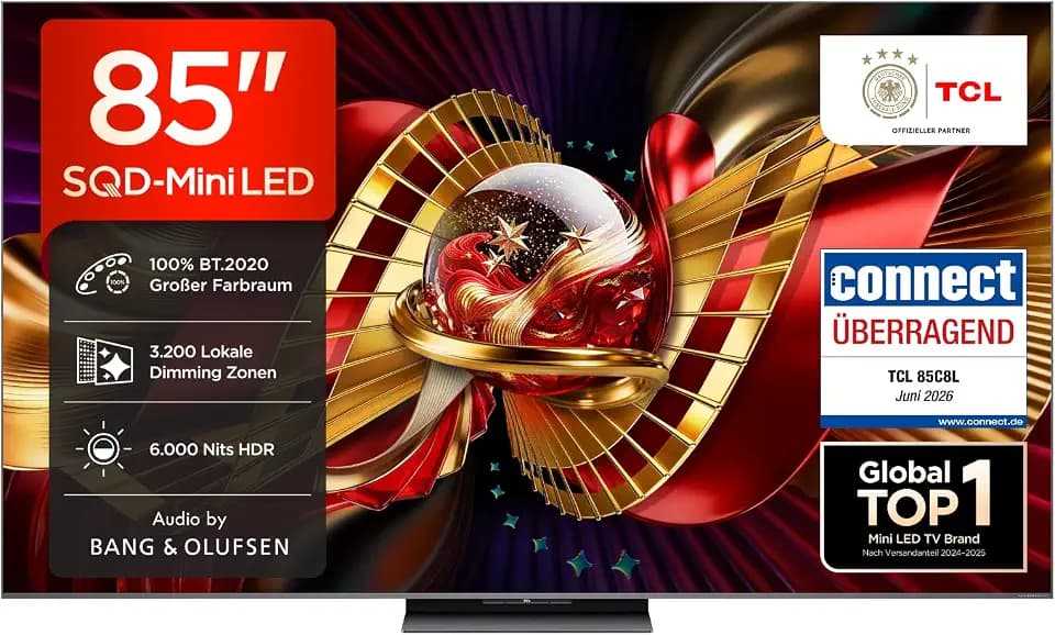 TCL 85C8L SQD-Mini LED 85 Zoll Fernseher, 4K Smart TV, Google TV, HDR10+