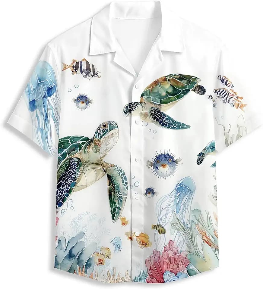 Funny Surfing Flamingo Men's Hawaiian Shirt Short Sleeve Floral Button Down Shirts Tropical Holiday Beach Shirts