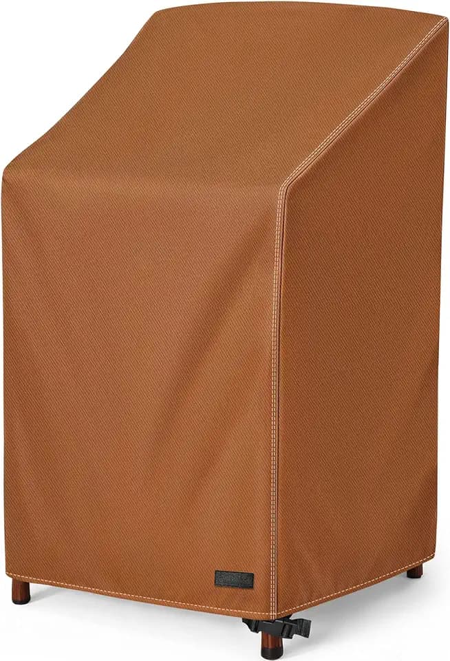 NettyPro Stackable Chair Covers Waterproof Outdoor Stack Chairs Cover Patio Furniture Stacking Chair Covers, Fits for 4-6 Stackable Dining High Back Chairs, 26 W x 35 D x 45 H inch, Brown
