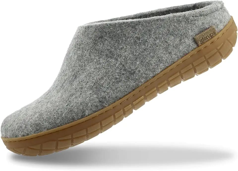 Glerups 100% quality wool mix Slipper with rubber sole - Unisex Slip-on - Grey