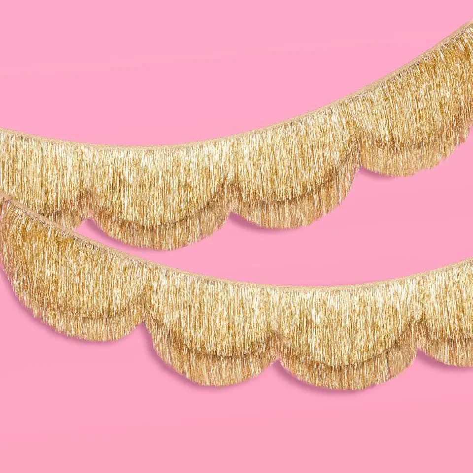 xo, Fetti Gold Scallop Fringe Banner 5ft| Bachelorette Birthday Fancy Nancy