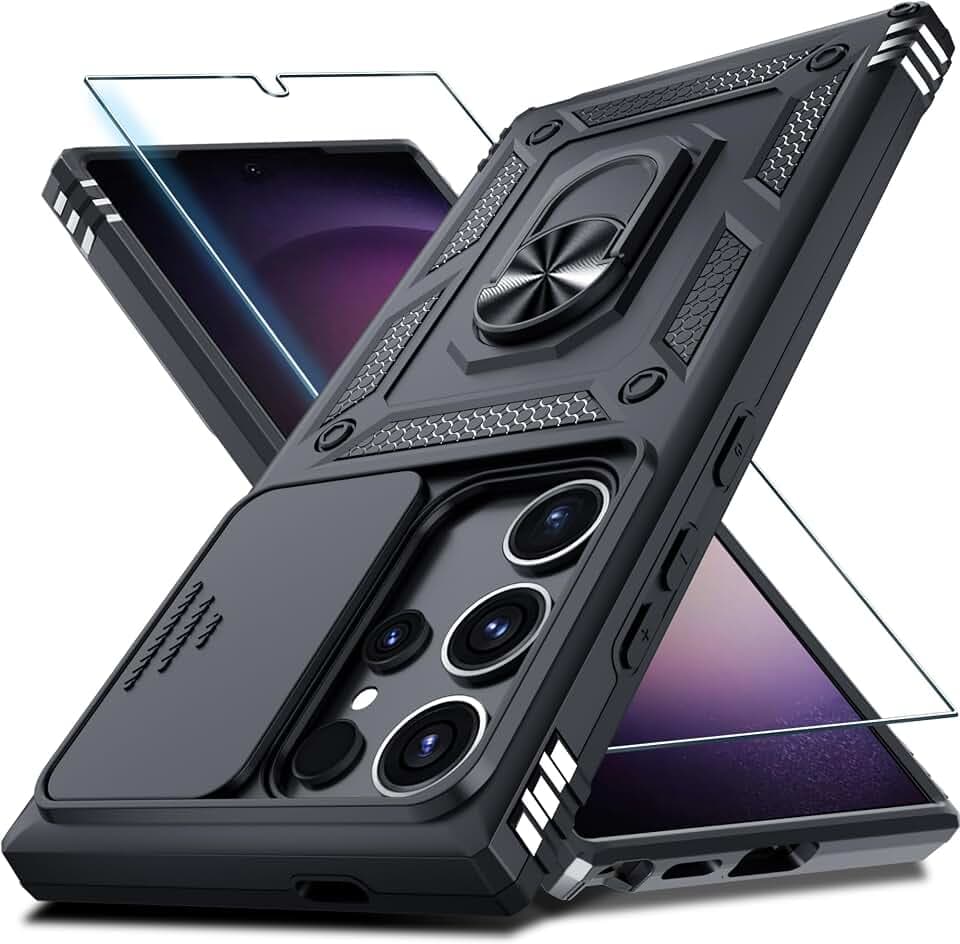 for Samsung Galaxy S25 Ultra Case Built in Slide Camera Cover,Black