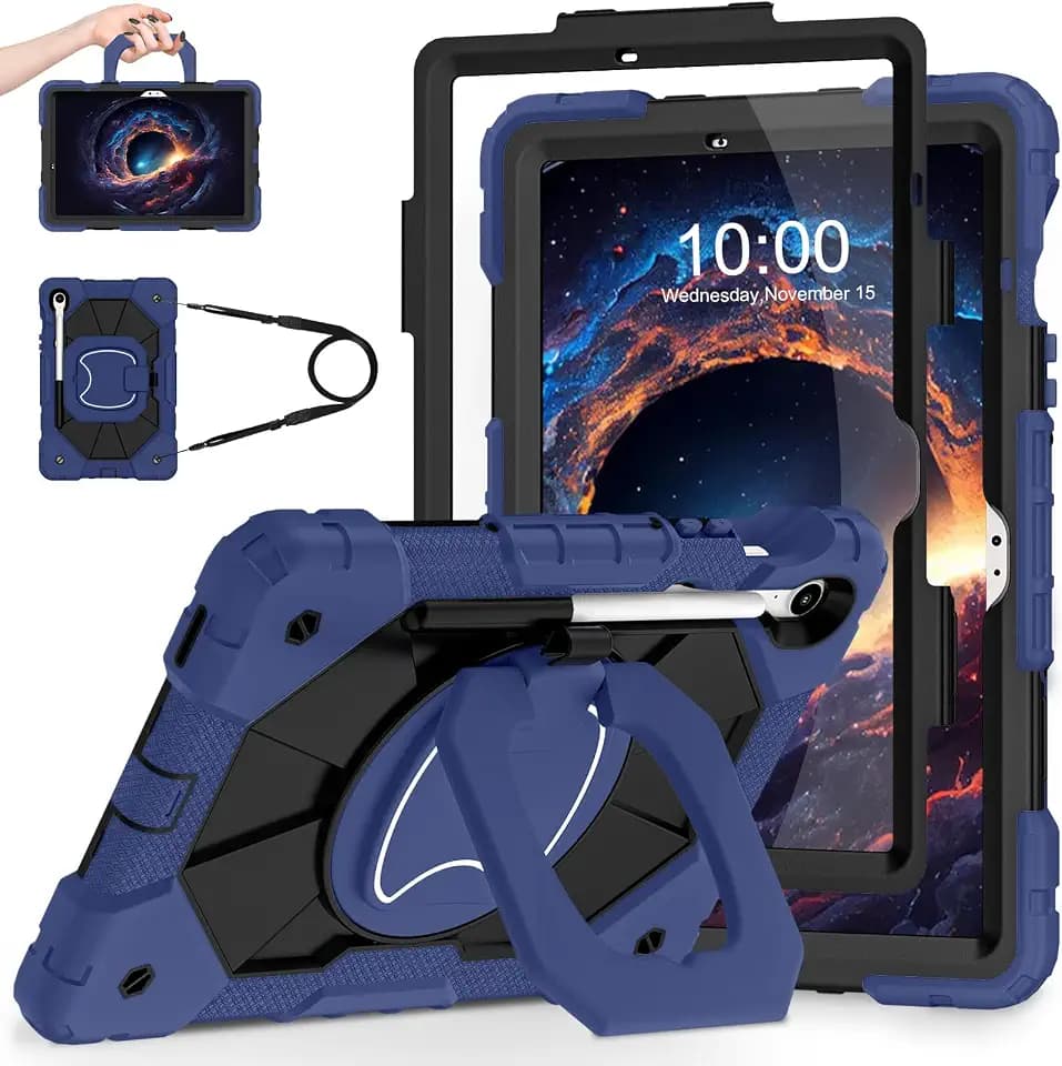WESOROL Case for Samsung Galaxy Tab S10 Lite/S10 FE/S9 FE 10.9 Inch Galaxy Tab S9 11 Inch,Shockproof Cover for Samsung S9 FE Tablet Case with Screen Protector Rotate Stand Pen Holder,Navy Black