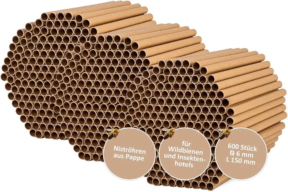CULT at home 600 Nisthülsen für Wildbienen Insektenhotel Ø 6 mm - Länge 15 cm – Zubehör Füllmaterial Ersatz zum Nachfüllen Bauen und Basteln von Nisthilfen Bienenhotel