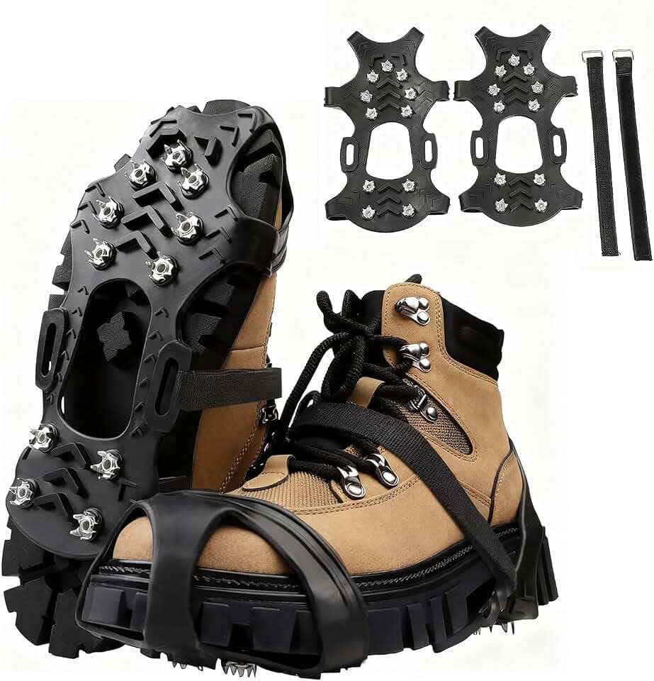 Steigeisen, 11 Noppen Eis Schnee Griffe für Schuhe und Stiefel, rutschfeste Winter-Eisklampen Silikon Edelstahl Eisgriffe Überschuhe Spikes Griffe Traktion für Winter Walking Wandern Klettern