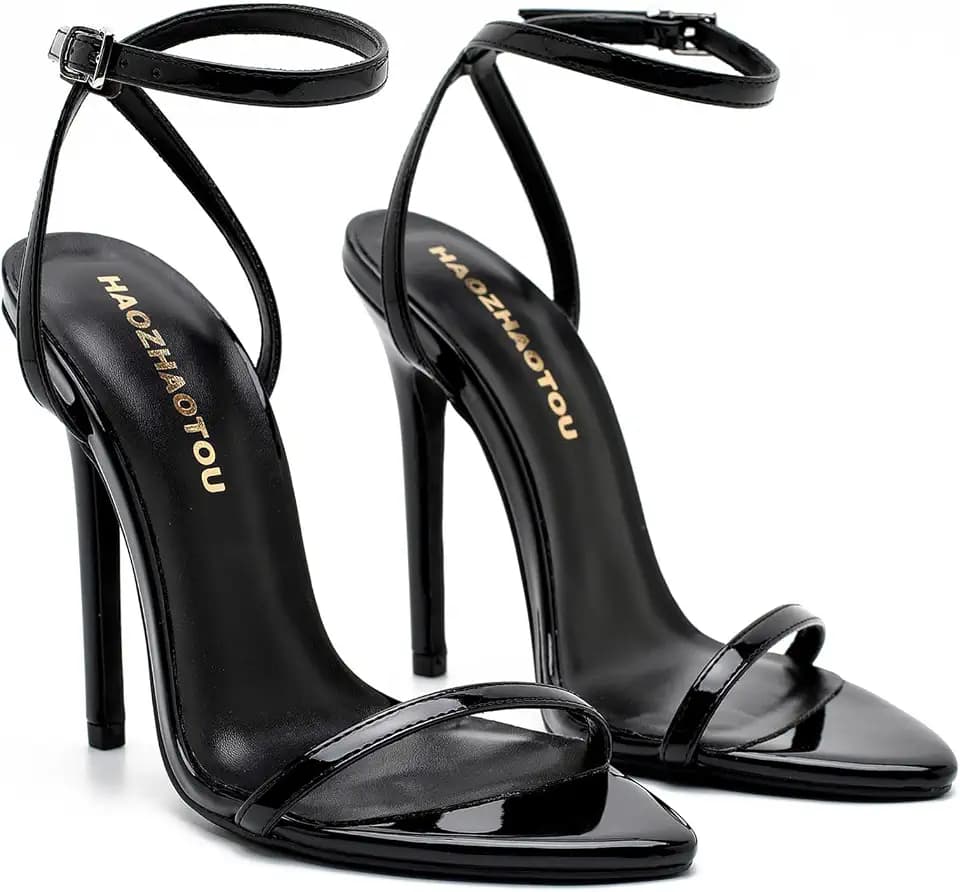 Womens Strappy Lace Up Heels Sexy Stiletto High Heeled Open Toe Strap Summer Dress Shoes （XM-L-1 Black 6.5）