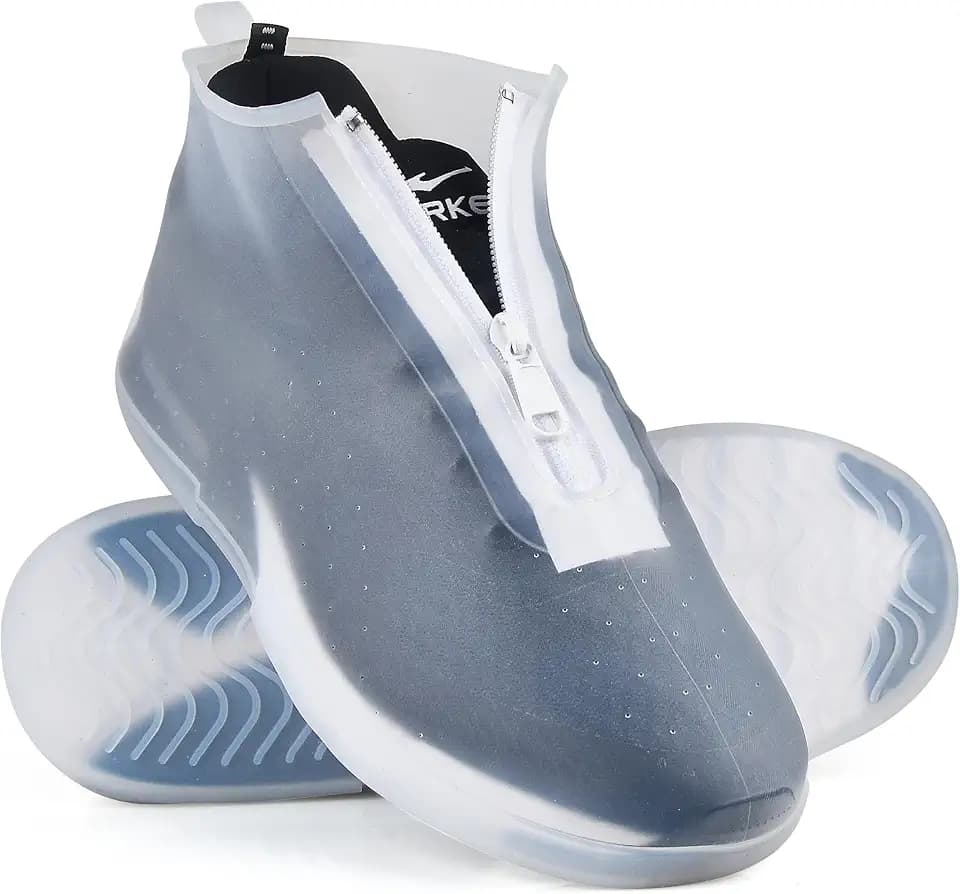 Waterproof Shoe Covers Slip-Resistant Overshoes Newly Upgraded and Latest Model for Men Women, Reusable Rain Boots for Outdoor, Cycling, Hiking, Work (Transparent, XL (Women 11-13, Men 10.5-13))