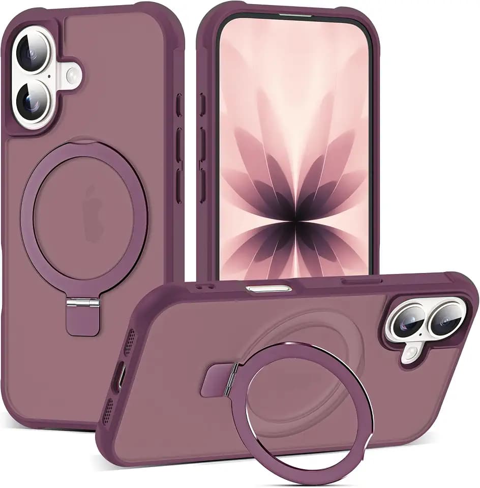 SKYLMW Compatible with iPhone 17 Case with Stand,Wine Red