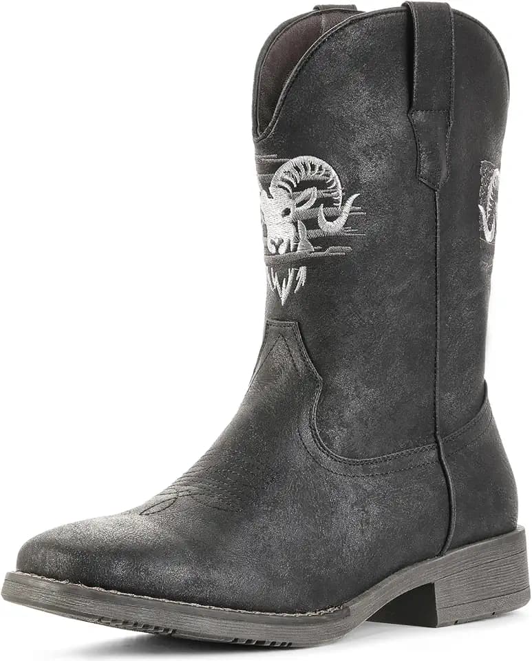 IUV Cowboy Boots for Men Square Toe Western Boots